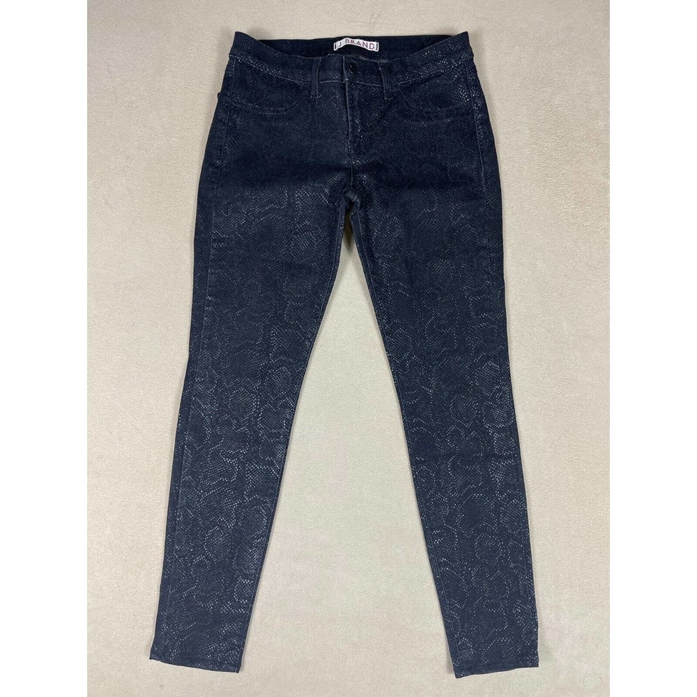 J Brand Womens 28 Super Skinny Snake Skin Print Pants Black Stretch Low Rise